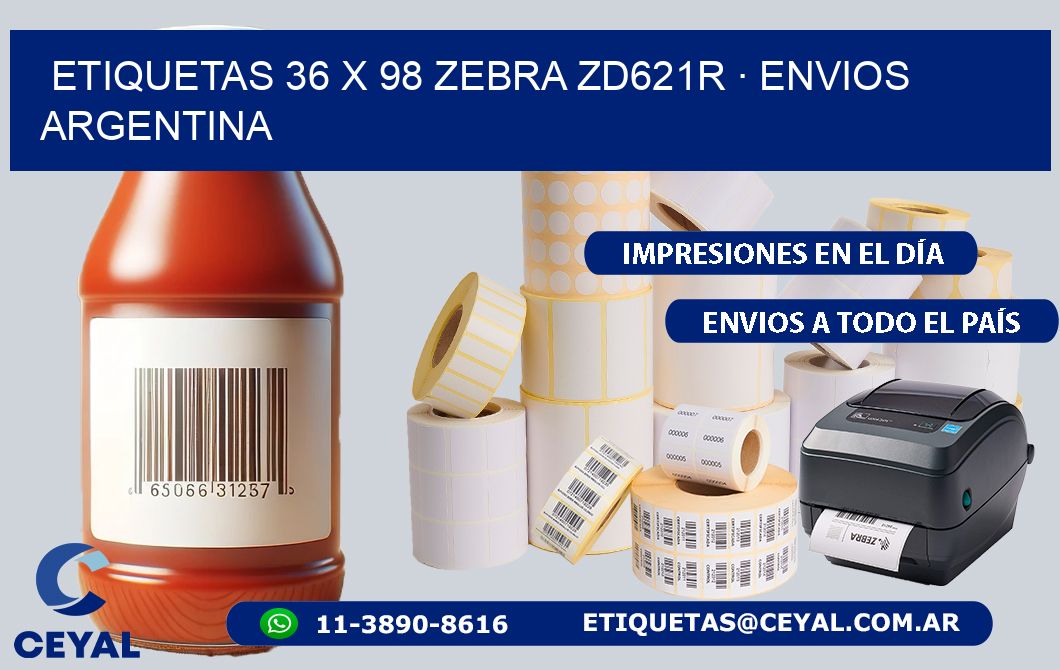 ETIQUETAS 36 x 98 ZEBRA ZD621R · ENVIOS ARGENTINA