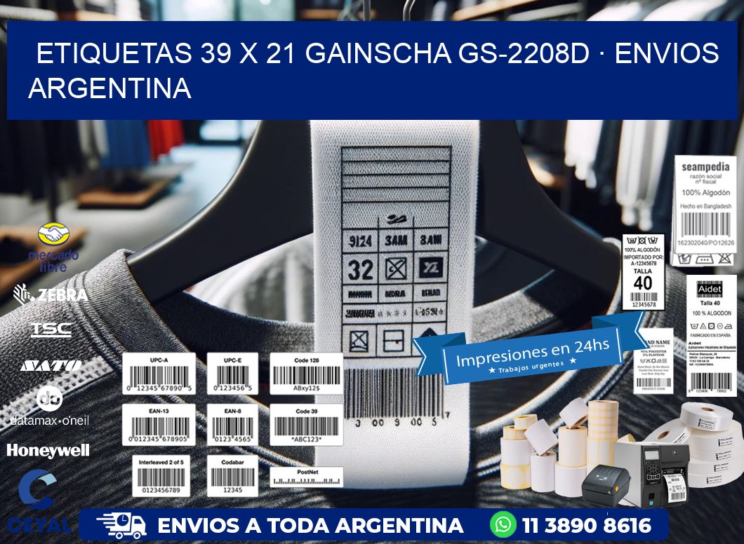 ETIQUETAS 39 x 21 GAINSCHA GS-2208D · ENVIOS ARGENTINA