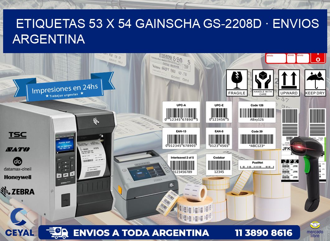 ETIQUETAS 53 x 54 GAINSCHA GS-2208D · ENVIOS ARGENTINA