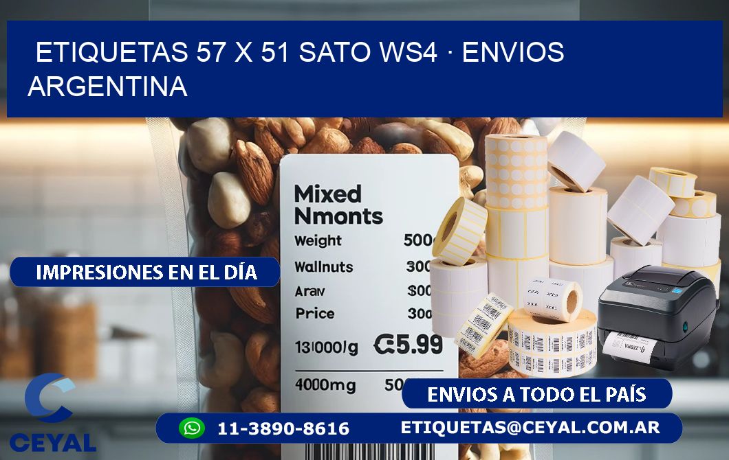 ETIQUETAS 57 x 51 SATO WS4 · ENVIOS ARGENTINA