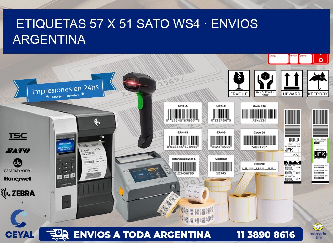 ETIQUETAS 57 x 51 SATO WS4 · ENVIOS ARGENTINA