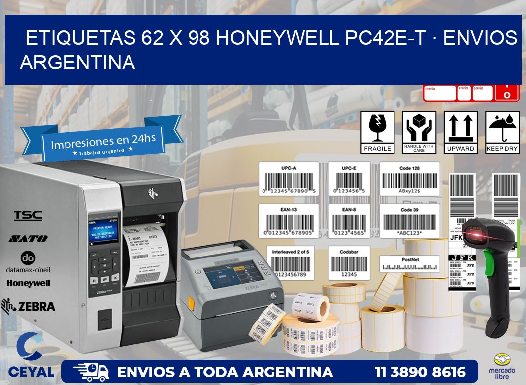 ETIQUETAS 62 x 98 HONEYWELL PC42E-T · ENVIOS ARGENTINA