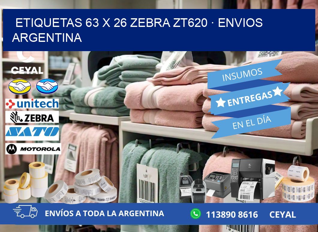 ETIQUETAS 63 x 26 ZEBRA ZT620 · ENVIOS ARGENTINA