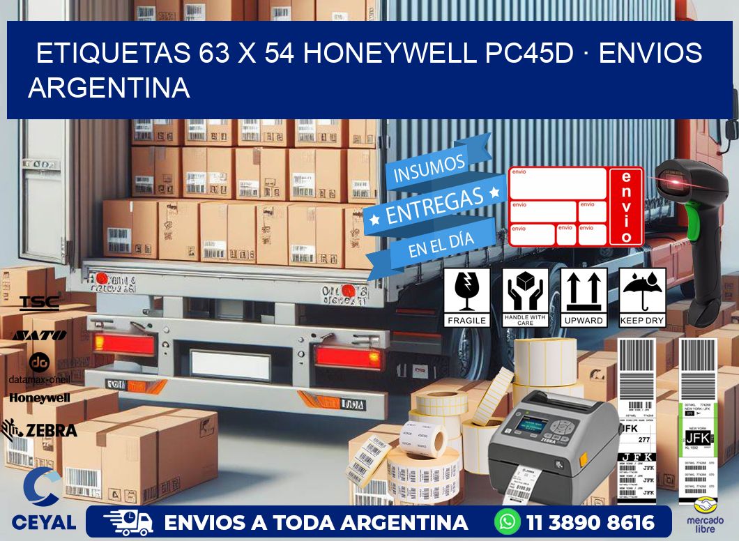 ETIQUETAS 63 x 54 HONEYWELL PC45D · ENVIOS ARGENTINA