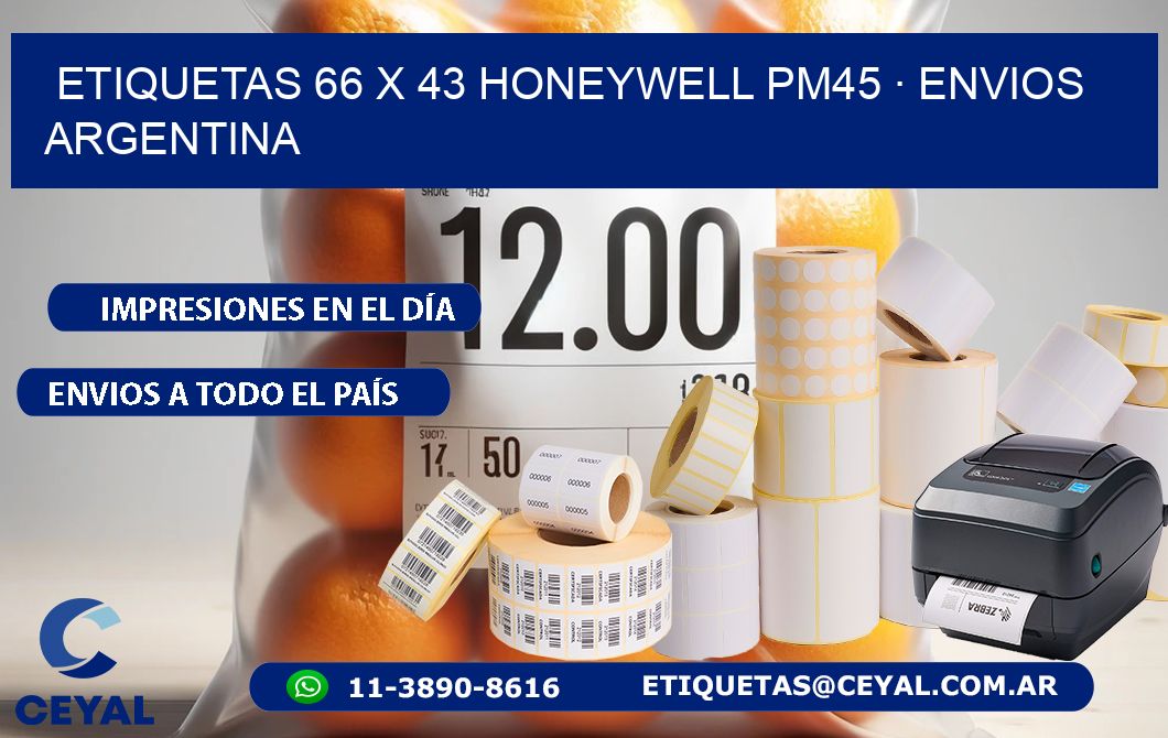 ETIQUETAS 66 x 43 HONEYWELL PM45 · ENVIOS ARGENTINA