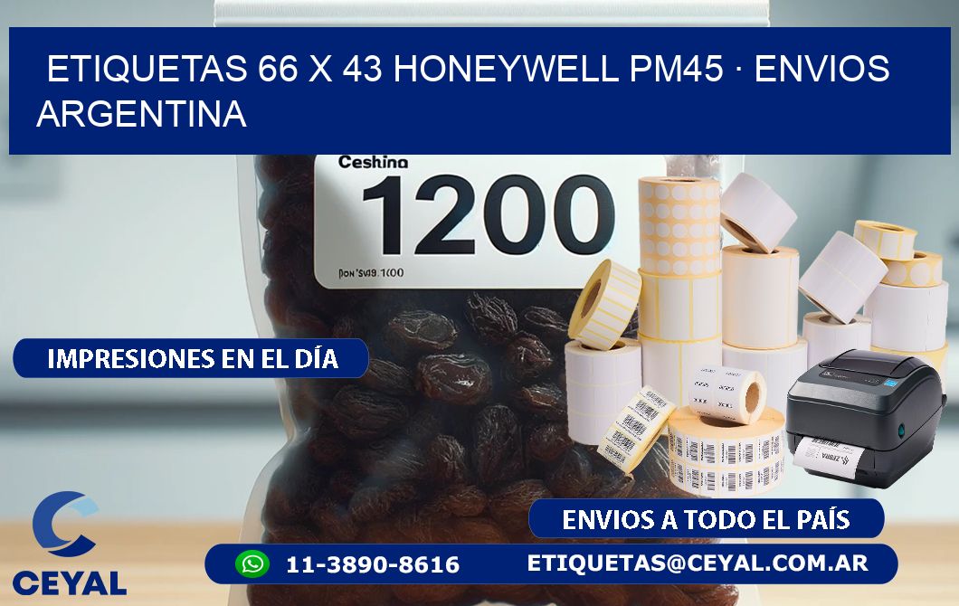 ETIQUETAS 66 x 43 HONEYWELL PM45 · ENVIOS ARGENTINA