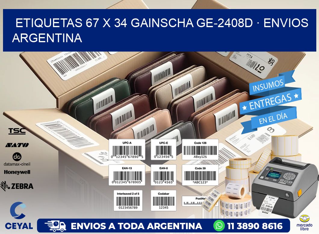 ETIQUETAS 67 x 34 GAINSCHA GE-2408D · ENVIOS ARGENTINA