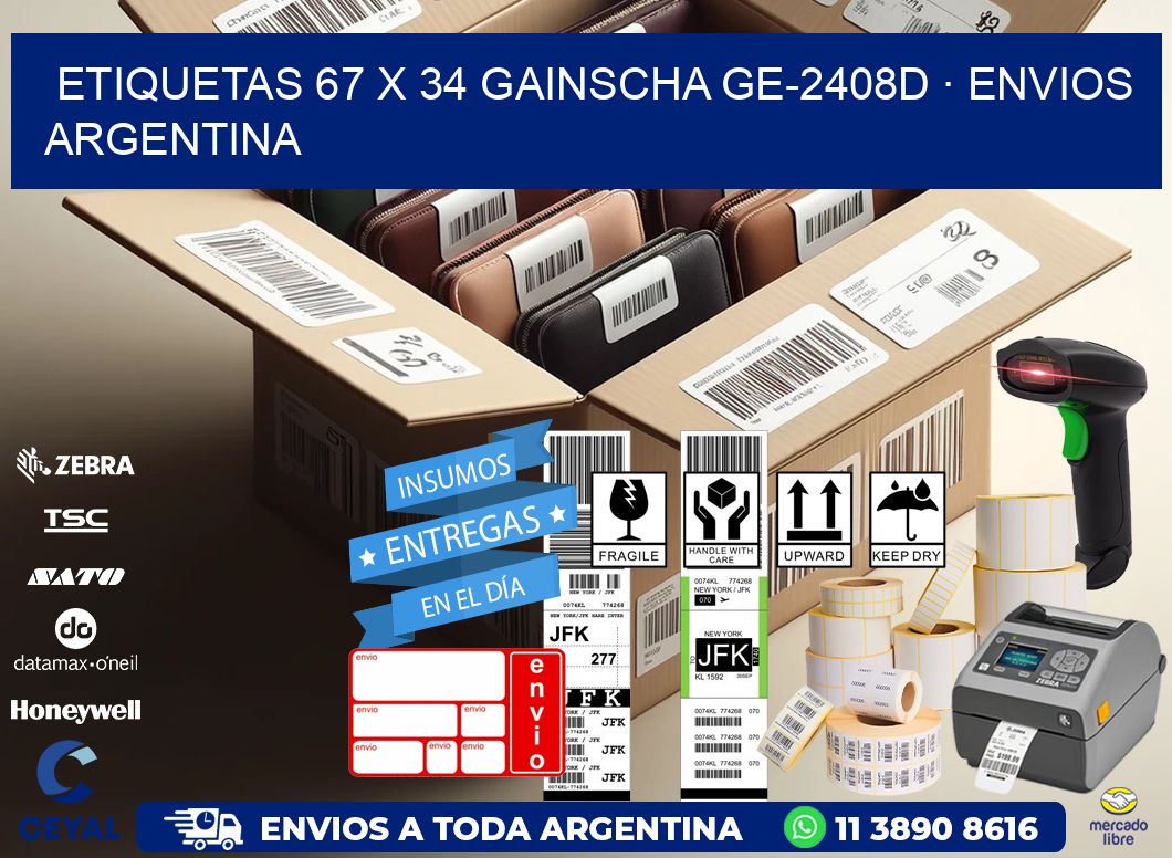 ETIQUETAS 67 x 34 GAINSCHA GE-2408D · ENVIOS ARGENTINA