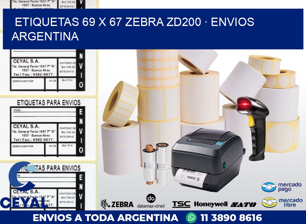 ETIQUETAS 69 x 67 ZEBRA ZD200 · ENVIOS ARGENTINA