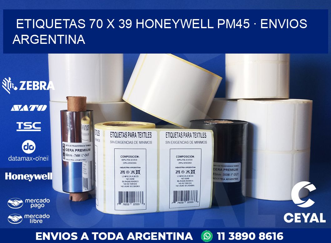ETIQUETAS 70 x 39 HONEYWELL PM45 · ENVIOS ARGENTINA