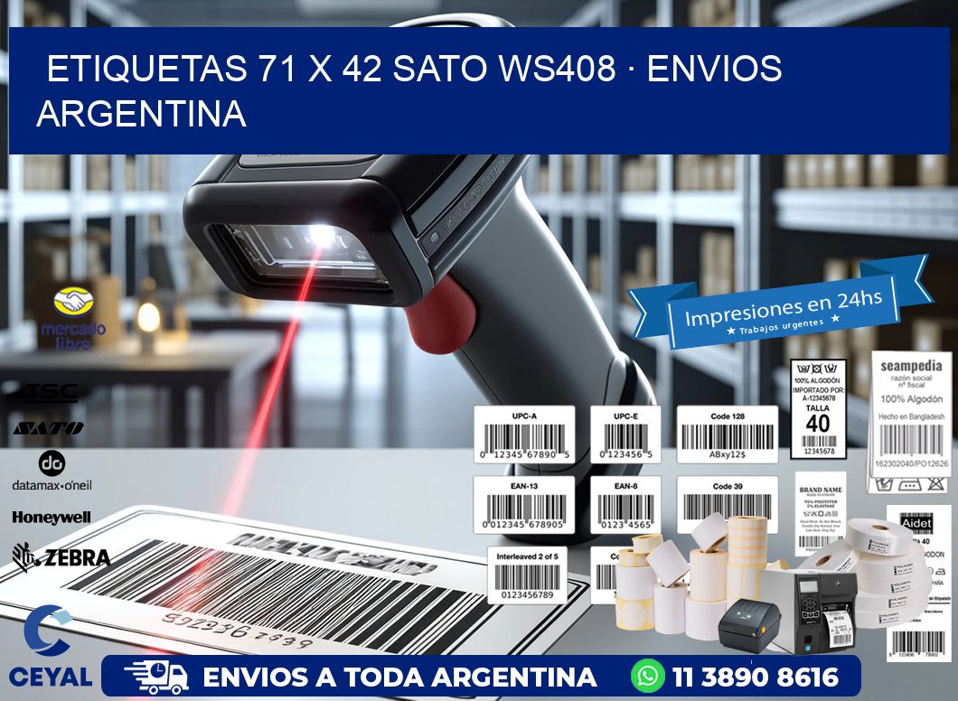 ETIQUETAS 71 x 42 SATO WS408 · ENVIOS ARGENTINA