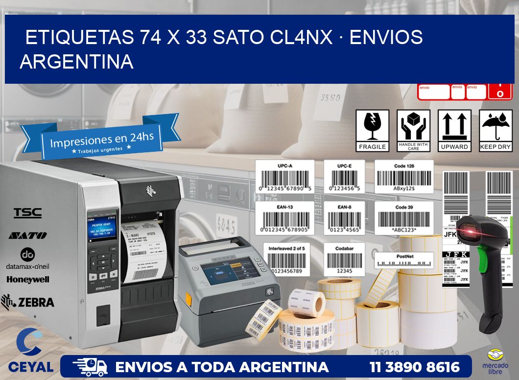 ETIQUETAS 74 x 33 SATO CL4NX · ENVIOS ARGENTINA