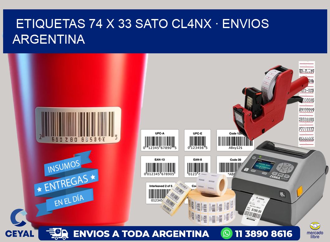 ETIQUETAS 74 x 33 SATO CL4NX · ENVIOS ARGENTINA