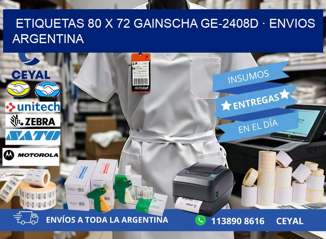 ETIQUETAS 80 x 72 GAINSCHA GE-2408D · ENVIOS ARGENTINA