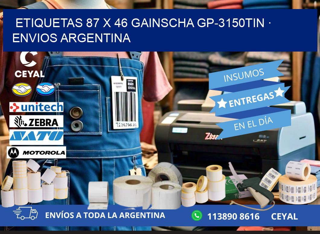 ETIQUETAS 87 x 46 GAINSCHA GP-3150TIN · ENVIOS ARGENTINA