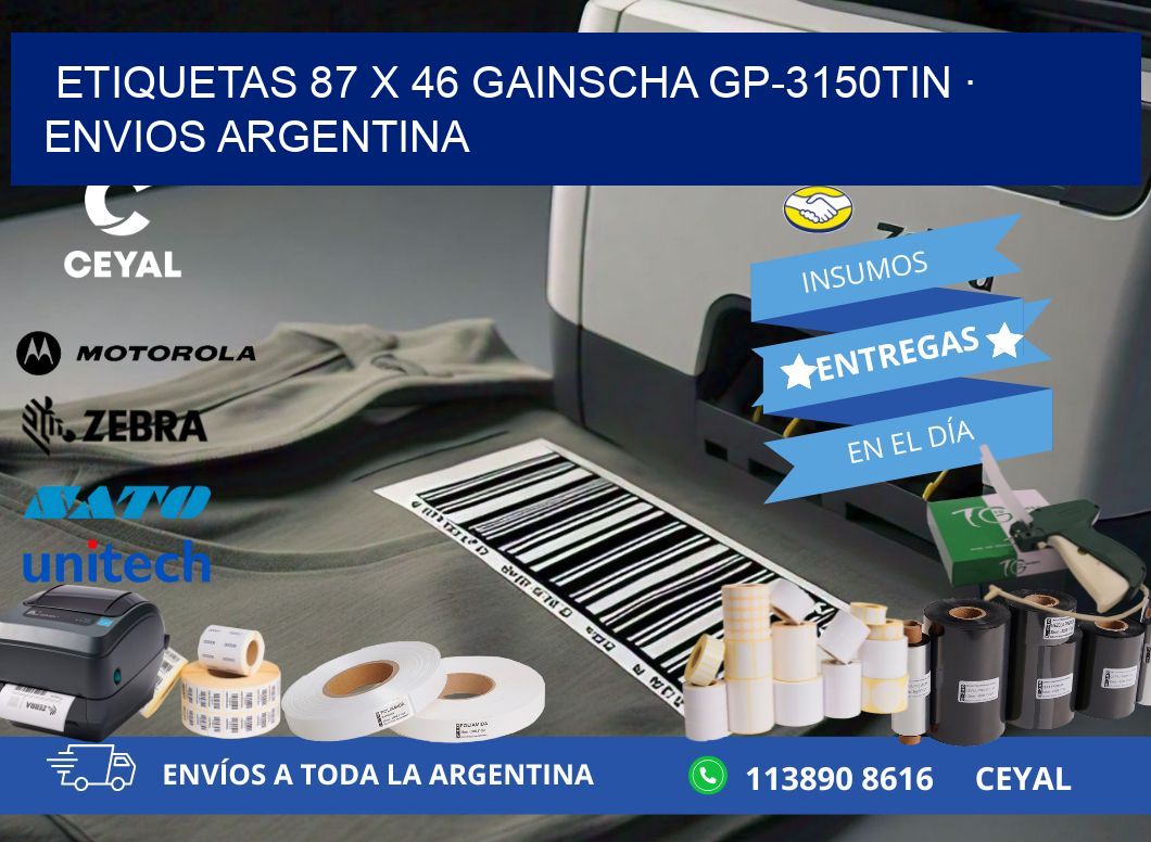 ETIQUETAS 87 x 46 GAINSCHA GP-3150TIN · ENVIOS ARGENTINA