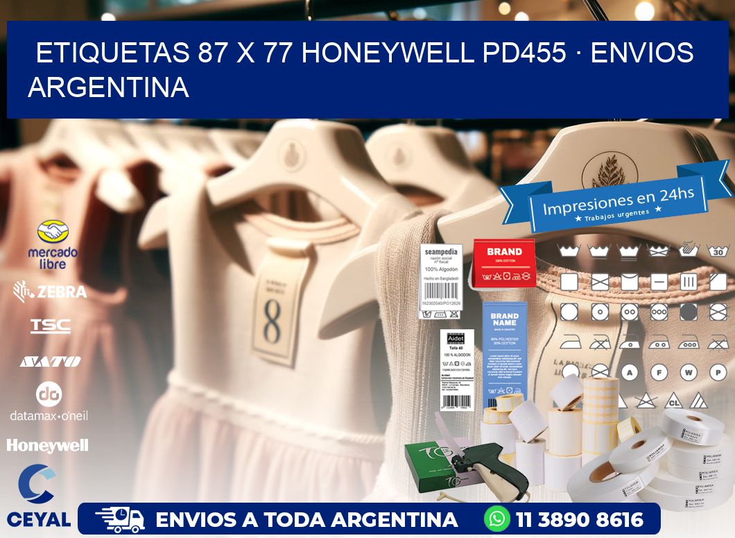ETIQUETAS 87 x 77 HONEYWELL PD455 · ENVIOS ARGENTINA