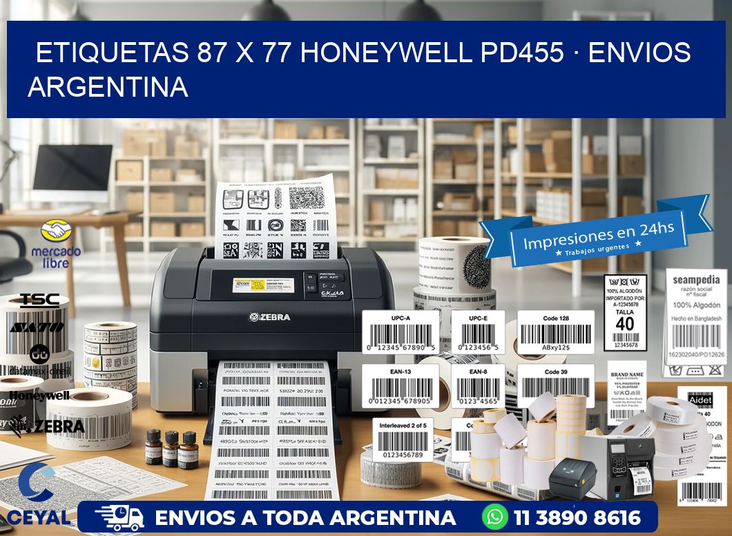 ETIQUETAS 87 x 77 HONEYWELL PD455 · ENVIOS ARGENTINA