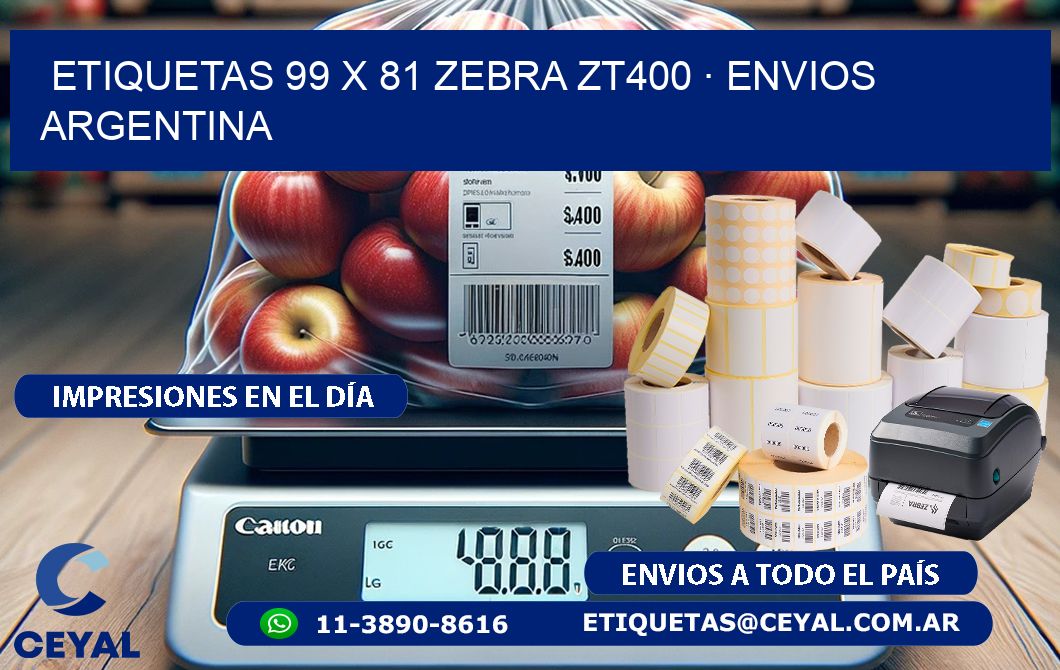 ETIQUETAS 99 x 81 ZEBRA ZT400 · ENVIOS ARGENTINA