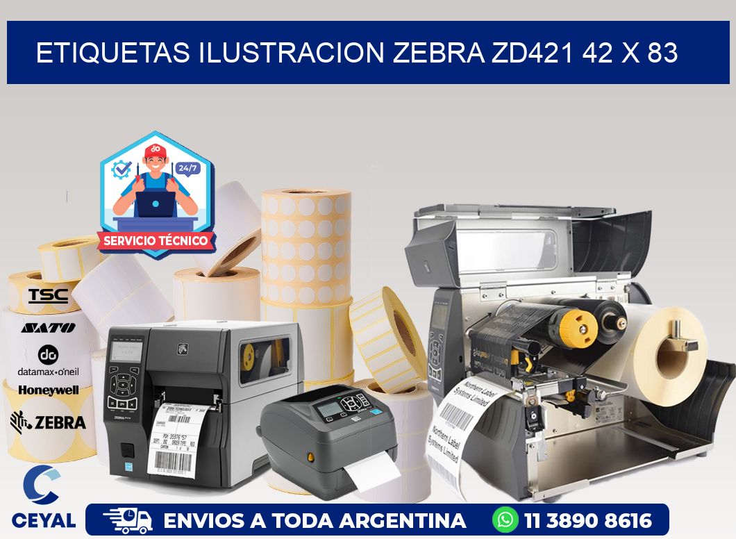 ETIQUETAS ILUSTRACION ZEBRA ZD421 42 x 83