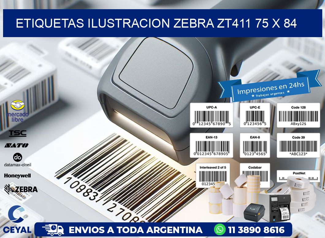 ETIQUETAS ILUSTRACION ZEBRA ZT411 75 x 84
