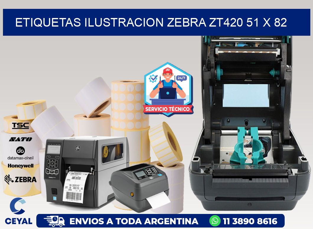 ETIQUETAS ILUSTRACION ZEBRA ZT420 51 x 82