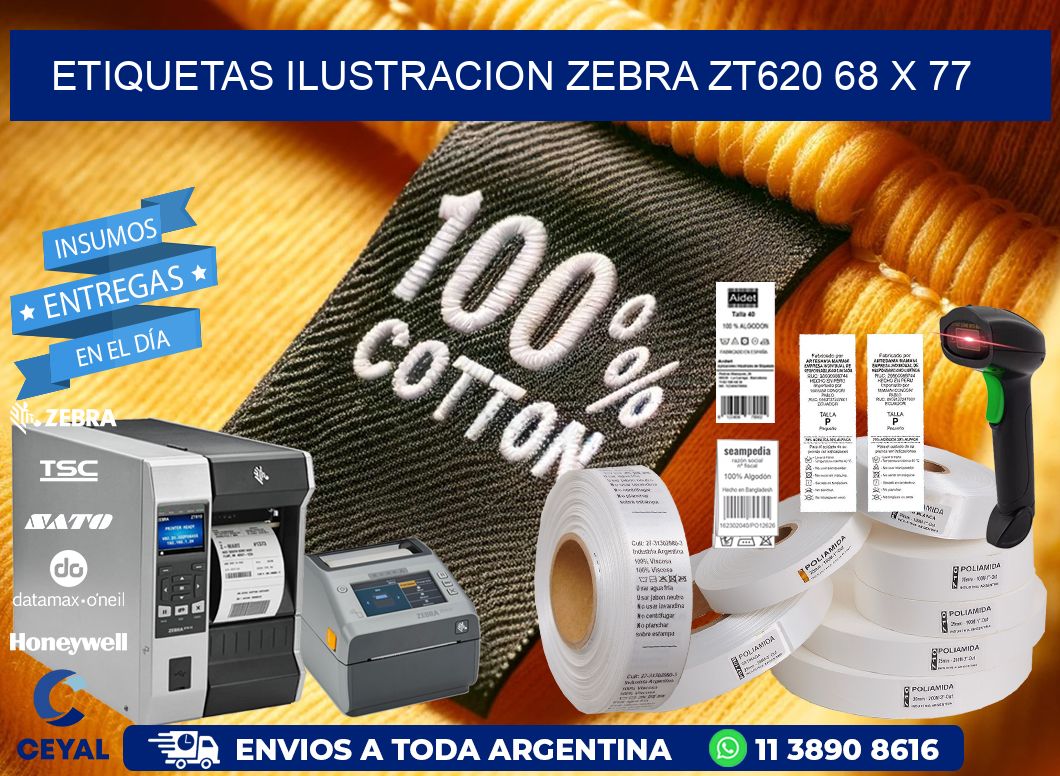 ETIQUETAS ILUSTRACION ZEBRA ZT620 68 x 77