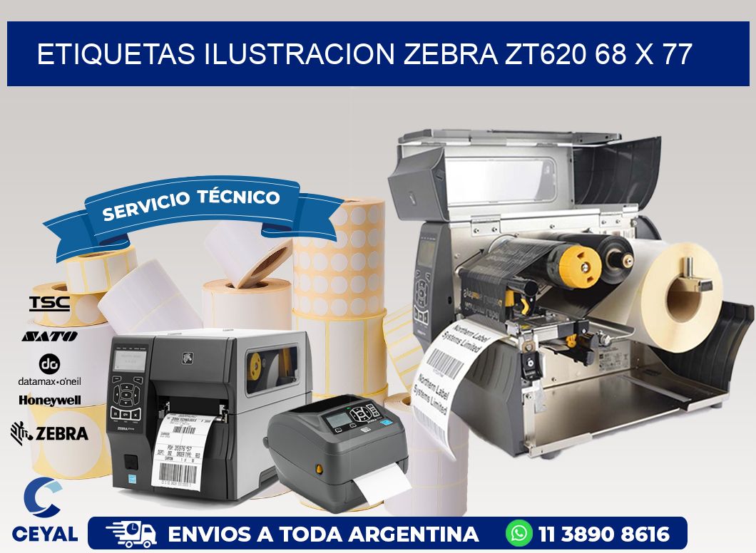 ETIQUETAS ILUSTRACION ZEBRA ZT620 68 x 77