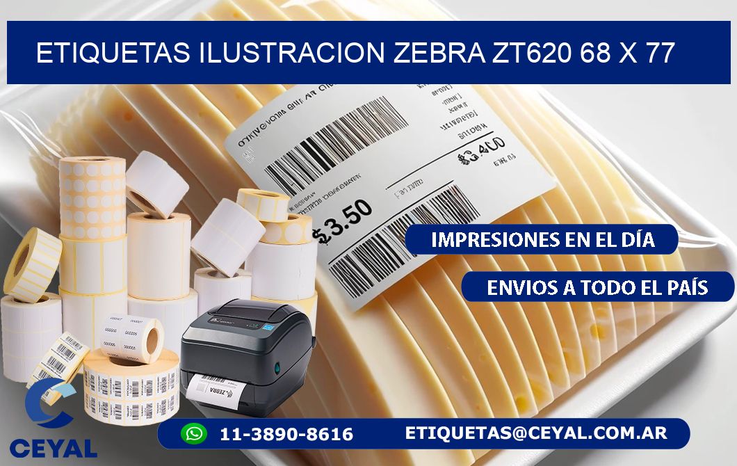 ETIQUETAS ILUSTRACION ZEBRA ZT620 68 x 77