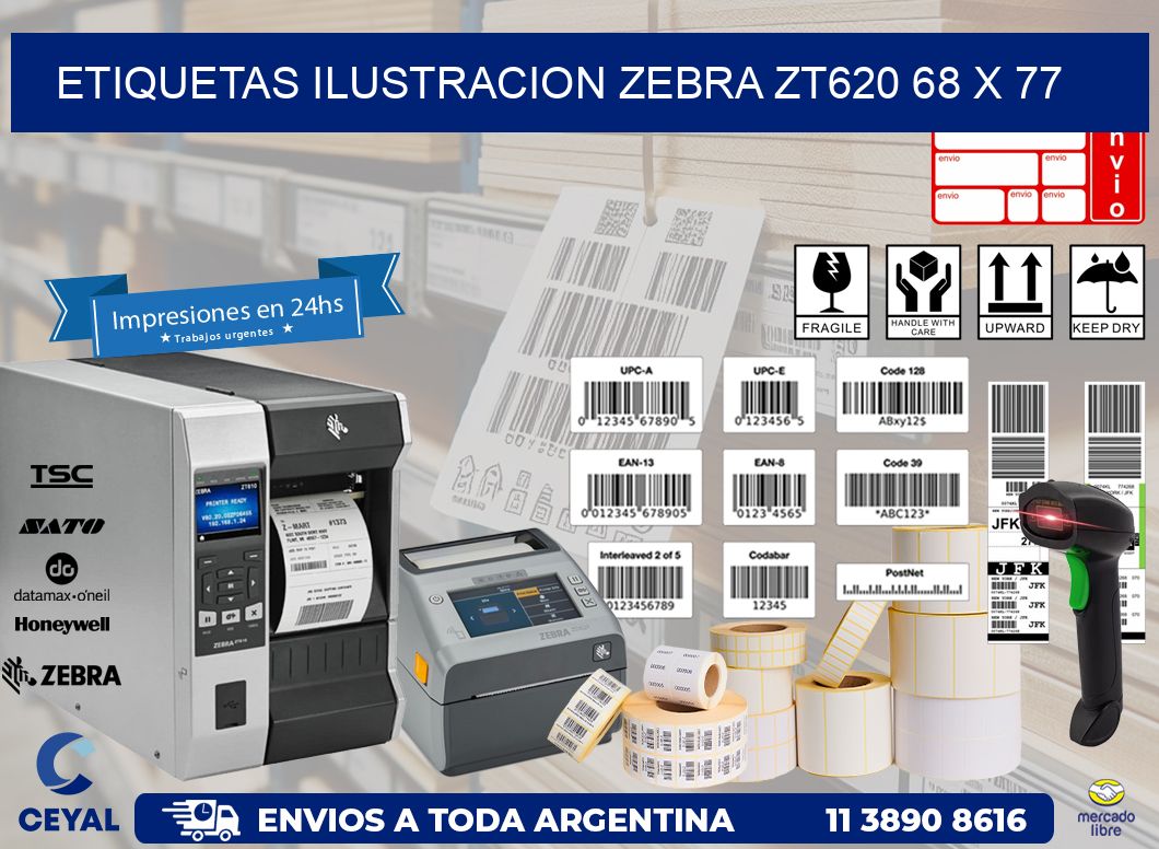 ETIQUETAS ILUSTRACION ZEBRA ZT620 68 x 77