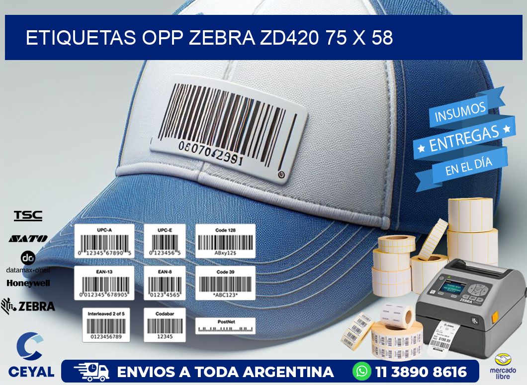ETIQUETAS OPP ZEBRA ZD420 75 x 58