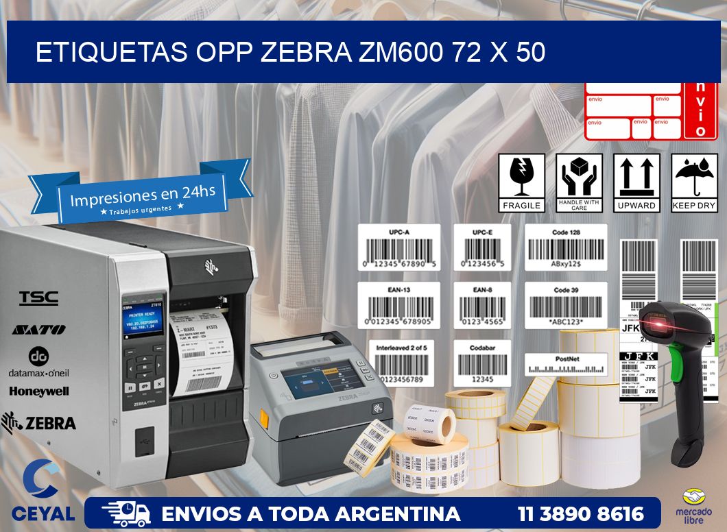 ETIQUETAS OPP ZEBRA ZM600 72 x 50