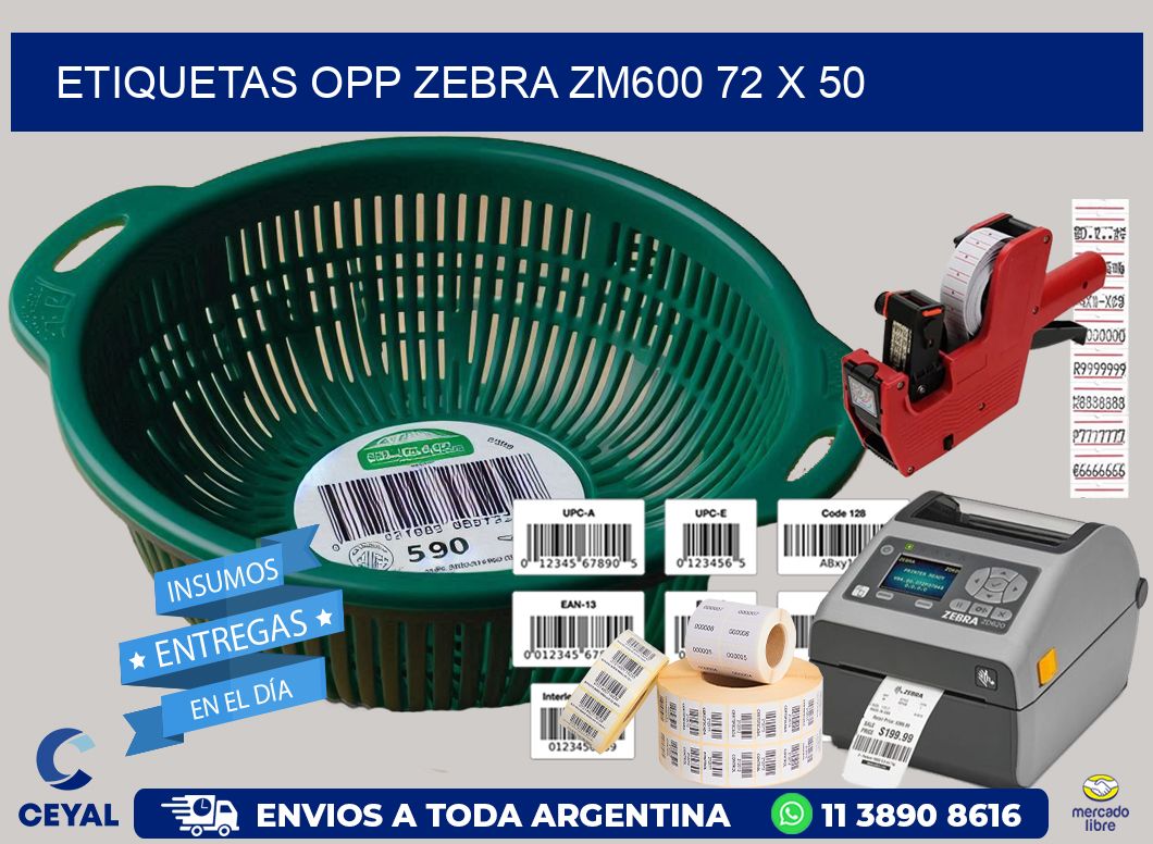 ETIQUETAS OPP ZEBRA ZM600 72 x 50