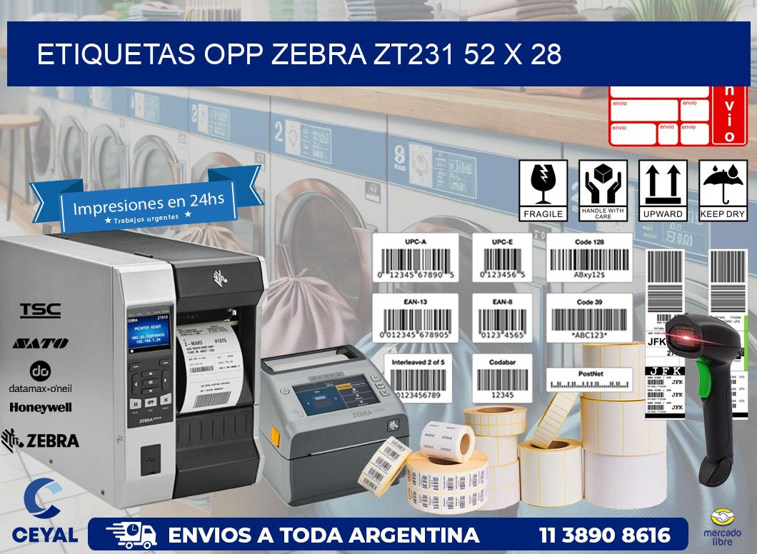 ETIQUETAS OPP ZEBRA ZT231 52 x 28