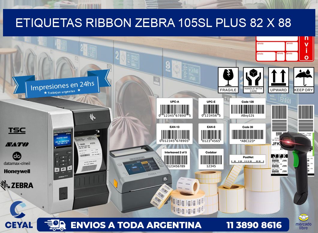 ETIQUETAS RIBBON Zebra 105SL Plus 82 x 88
