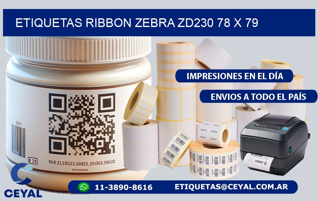 ETIQUETAS RIBBON Zebra ZD230 78 x 79
