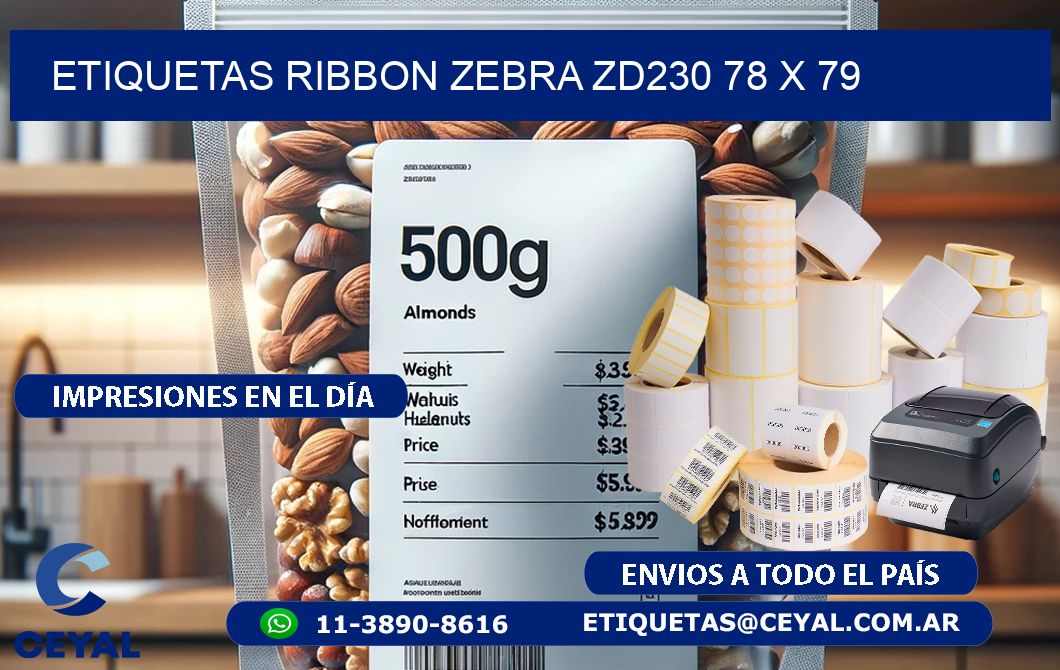 ETIQUETAS RIBBON Zebra ZD230 78 x 79