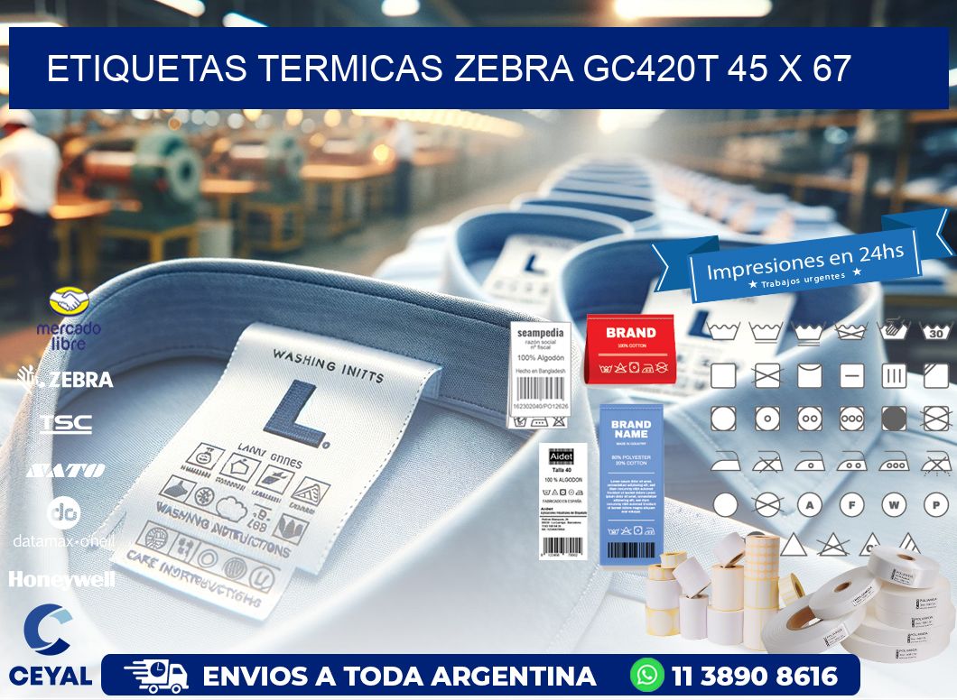 ETIQUETAS TERMICAS ZEBRA GC420T 45 x 67