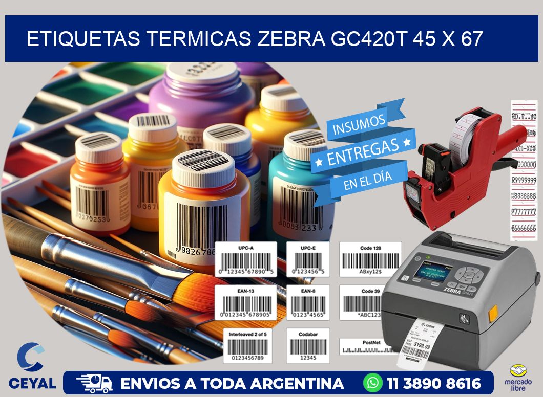 ETIQUETAS TERMICAS ZEBRA GC420T 45 x 67