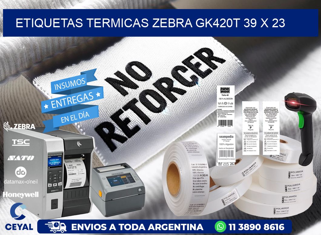ETIQUETAS TERMICAS ZEBRA GK420T 39 x 23