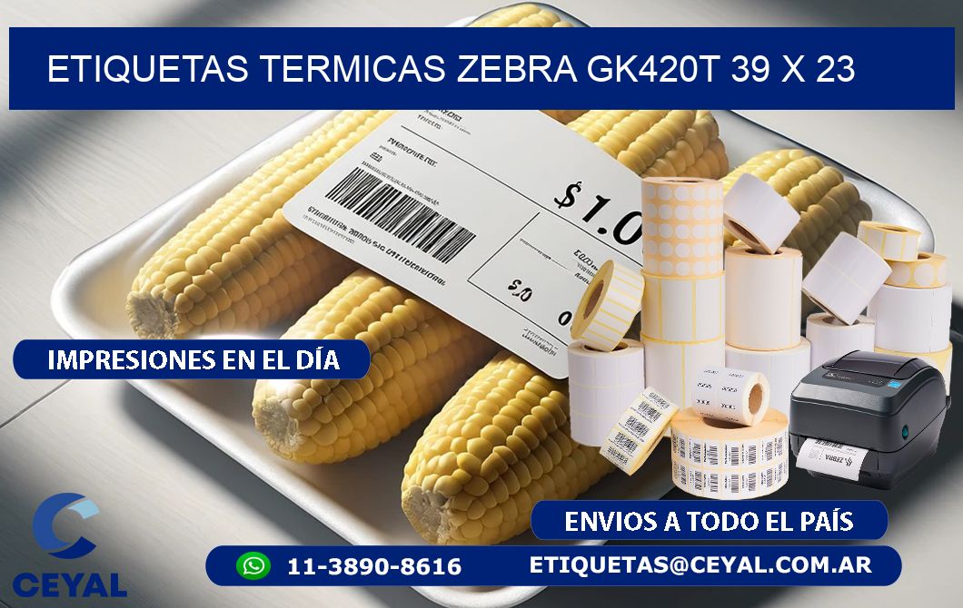 ETIQUETAS TERMICAS ZEBRA GK420T 39 x 23