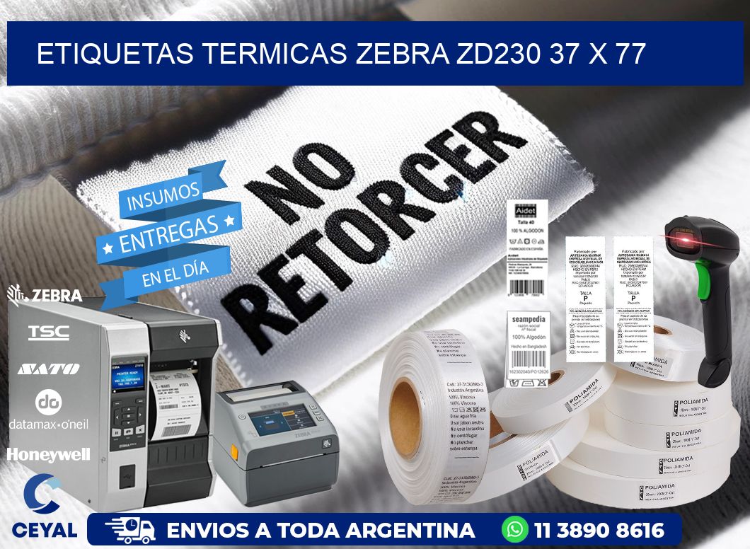 ETIQUETAS TERMICAS ZEBRA ZD230 37 x 77