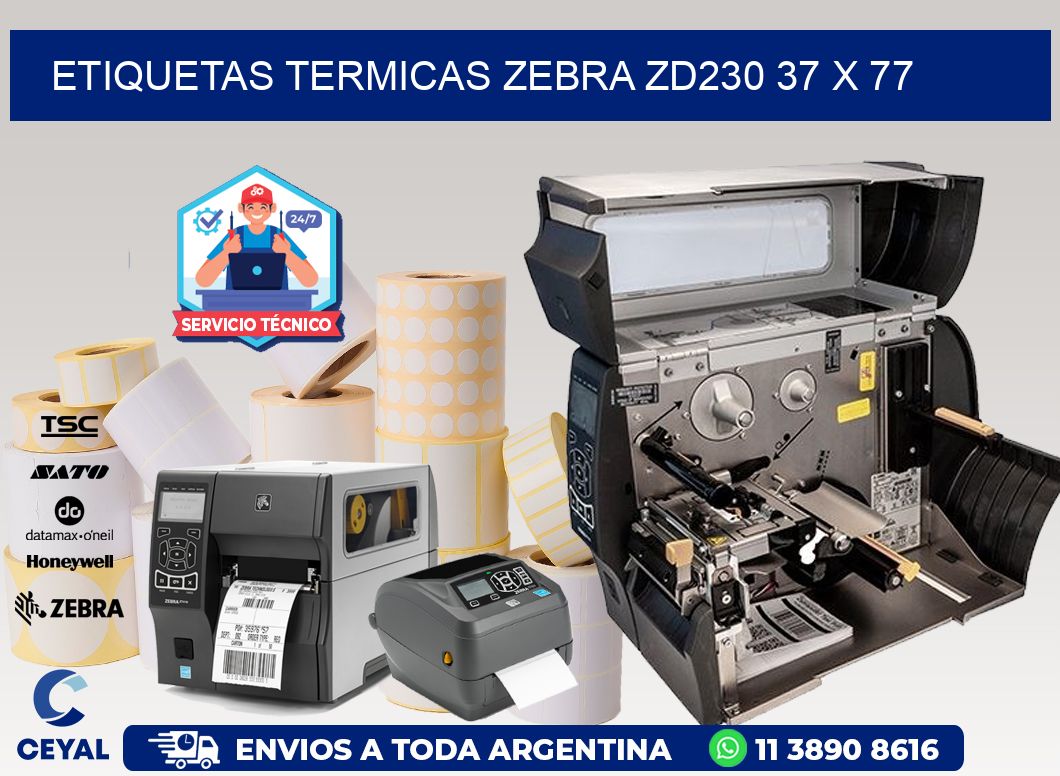 ETIQUETAS TERMICAS ZEBRA ZD230 37 x 77