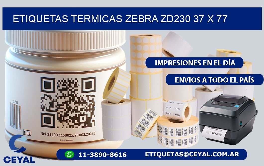 ETIQUETAS TERMICAS ZEBRA ZD230 37 x 77