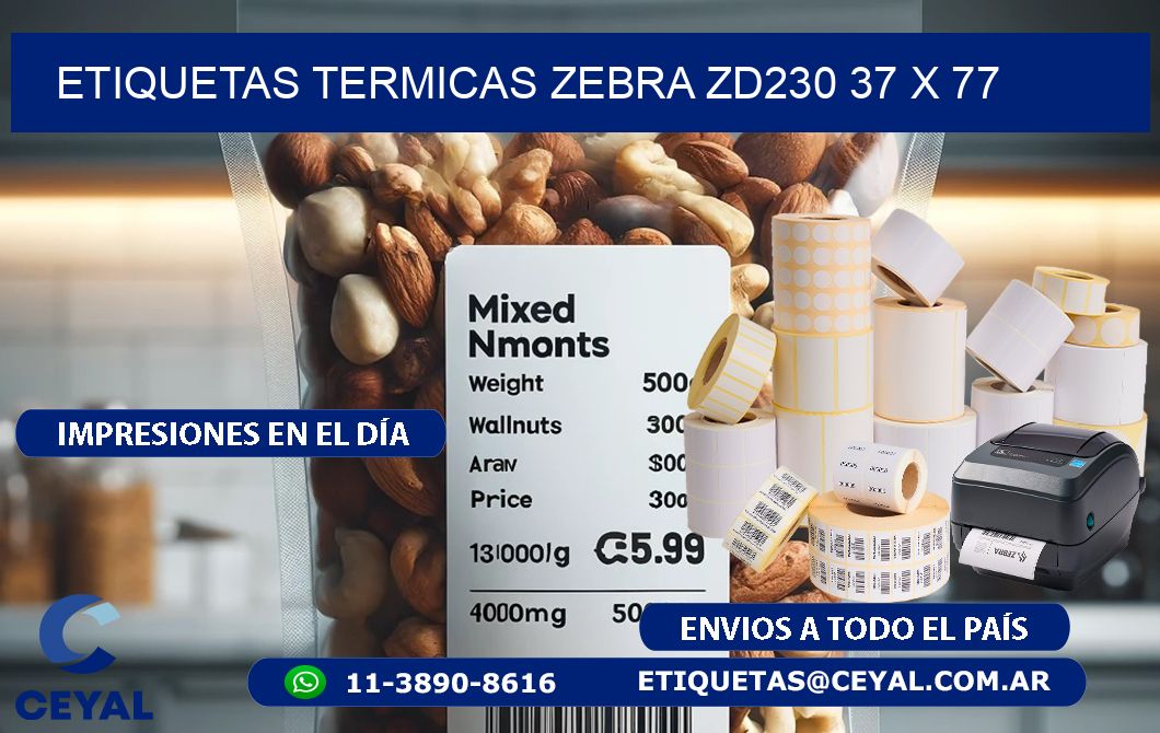 ETIQUETAS TERMICAS ZEBRA ZD230 37 x 77