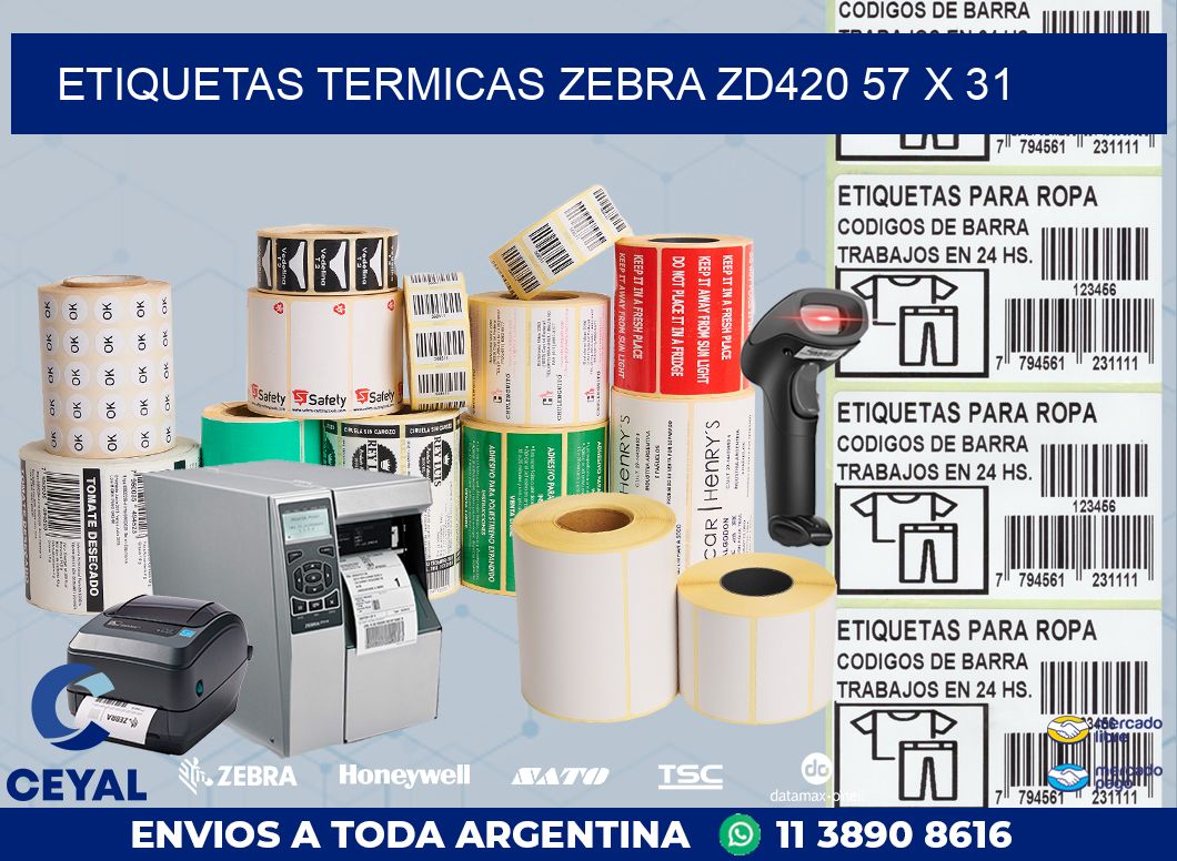 ETIQUETAS TERMICAS ZEBRA ZD420 57 x 31