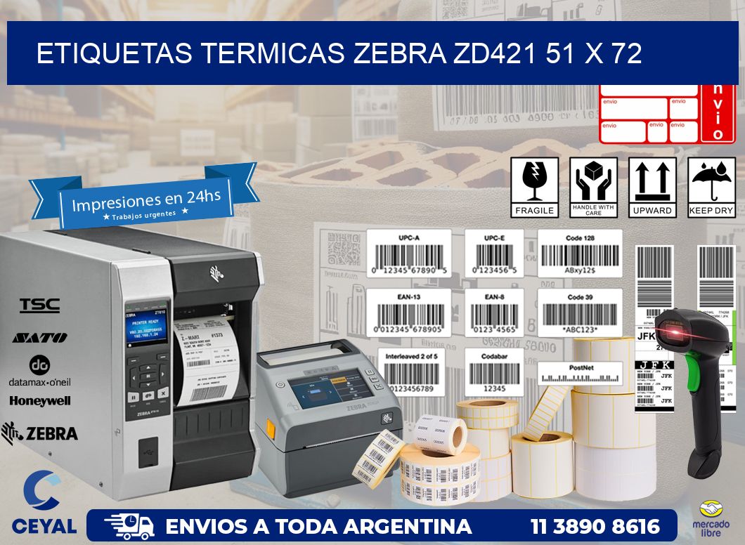 ETIQUETAS TERMICAS ZEBRA ZD421 51 x 72