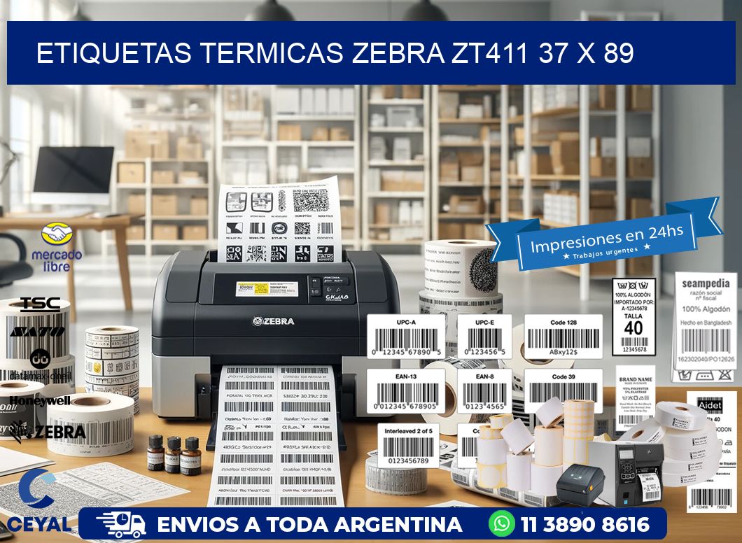 ETIQUETAS TERMICAS ZEBRA ZT411 37 x 89