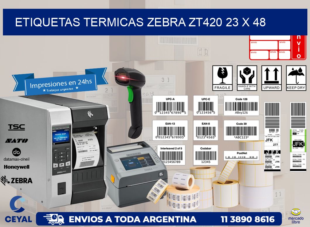 ETIQUETAS TERMICAS ZEBRA ZT420 23 x 48