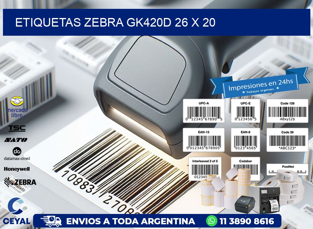 ETIQUETAS Zebra GK420D 26 x 20